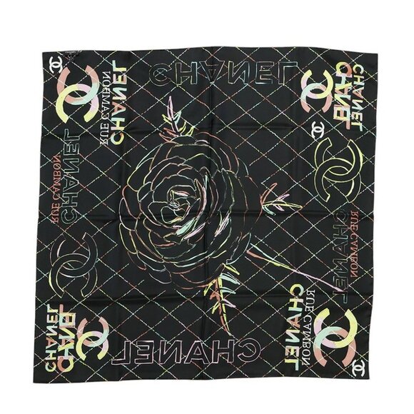 CHANEL Reversible CC Logo/CHANEL Logo/Camellia Large Scarf Size - Picture 1 of 9